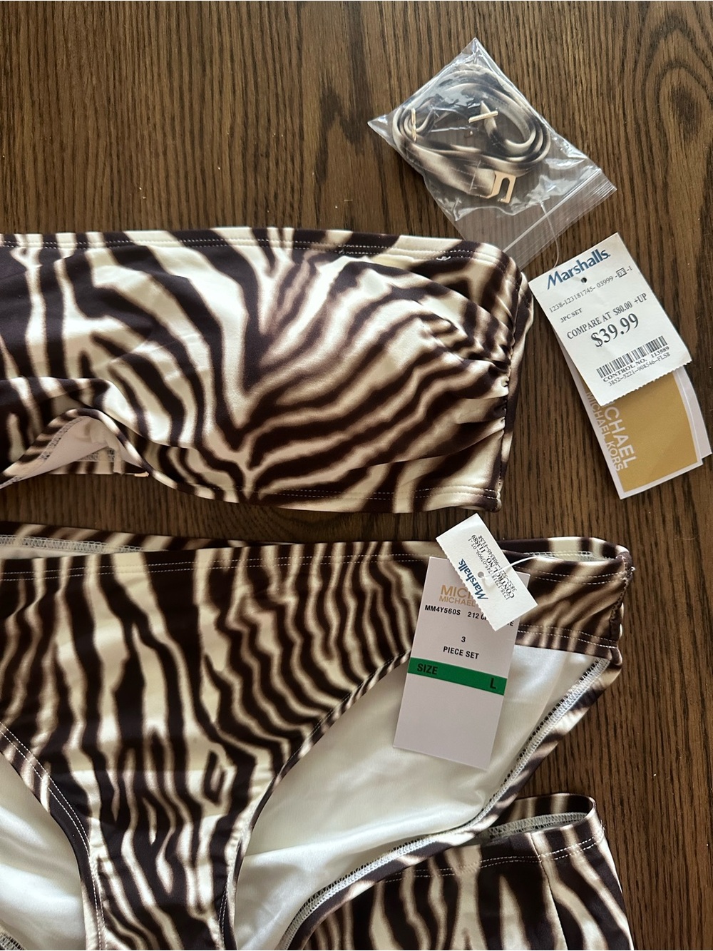 Michael Kors Brown and White Zebra-Print Bikini Set - Picture 2 of 3